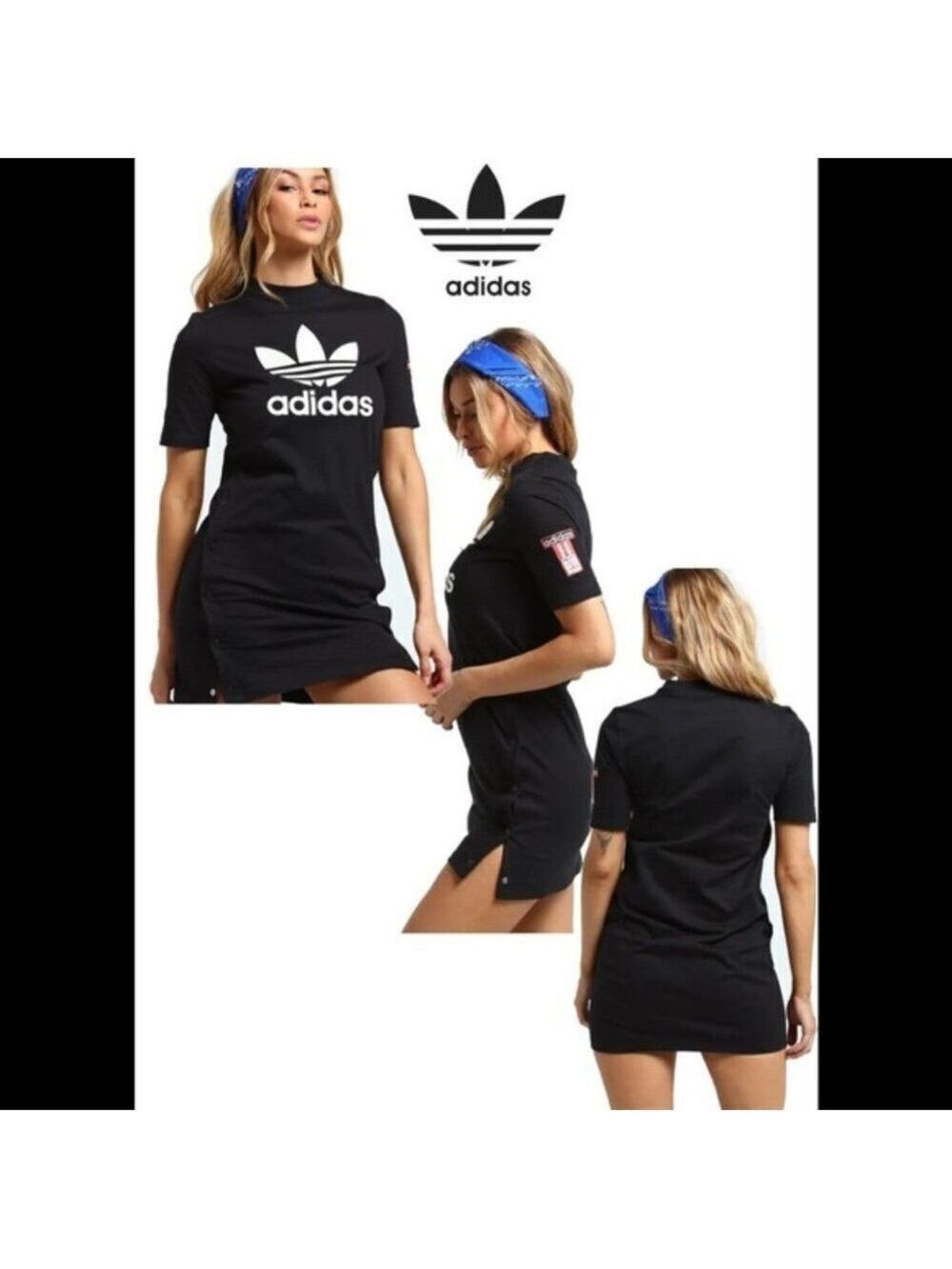 Adidas originals three stripes Cotton short sleeve Logo dress Sz XS